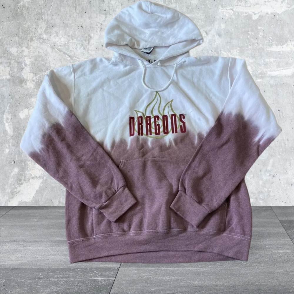 New Boxlunch Mens dragon fire ombr hoodie Sweatshirt Size M Mauve